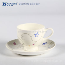 Cappuccino Plain Großhandel Werbeartikel Keramik Bone China Kaffeetasse und Untertasse Set